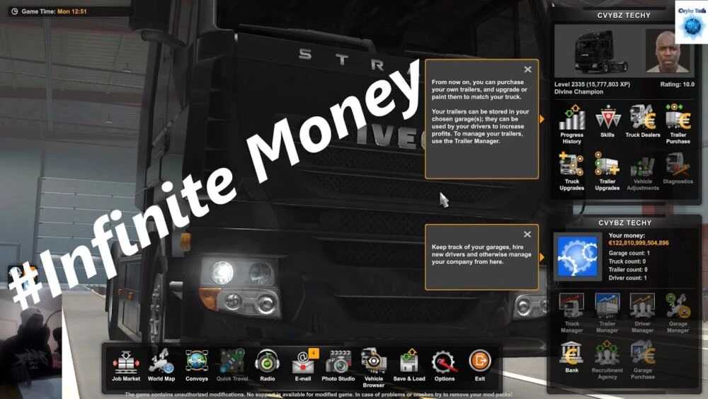 1.53 Infinity Money and XP V1.1 ETS2