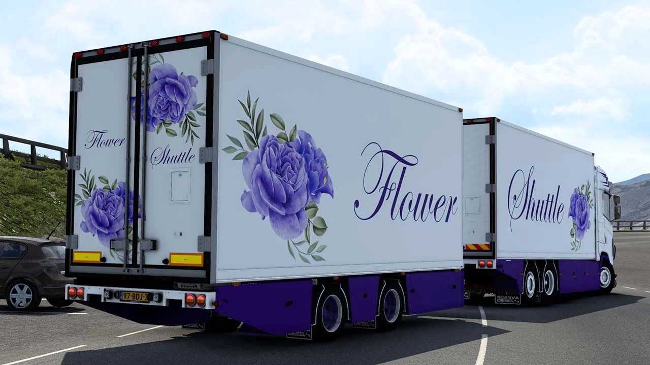 Scania S500 Flower Shuttle Trailer v2.3 1.53 ETS2